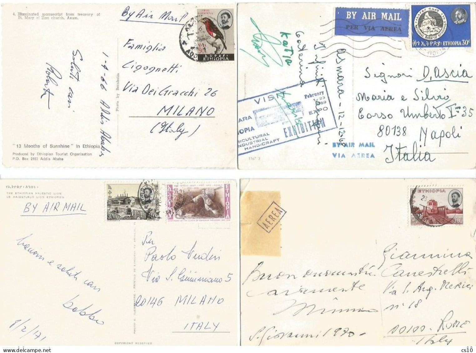 Ethiopia #4 Wishes Airmail Pcards 1966/1971 To Italy With Some Good Frankings - Äthiopien