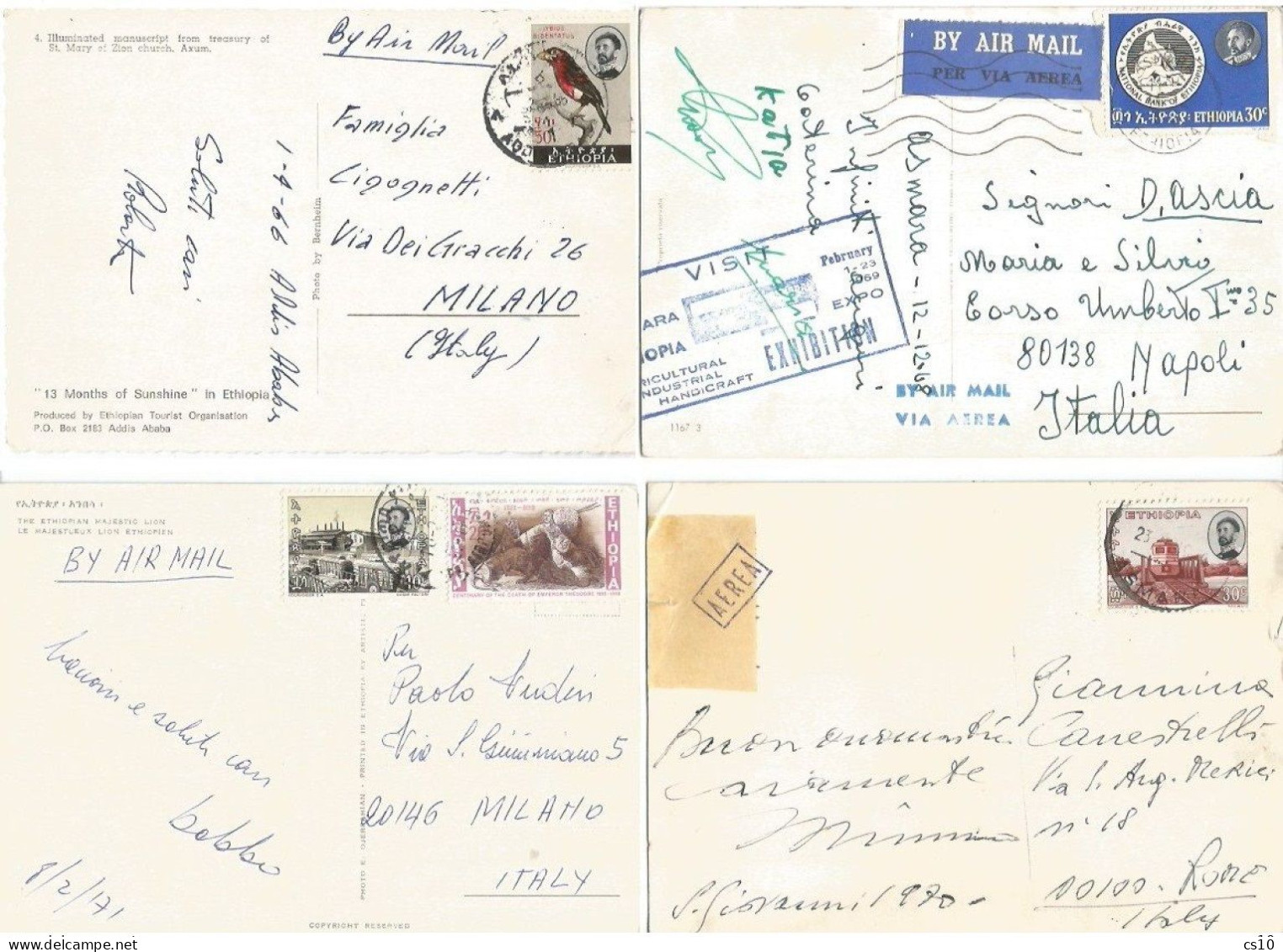 Ethiopia #4 Wishes Airmail Pcards 1966/1971 To Italy With Some Good Frankings - Ethiopie