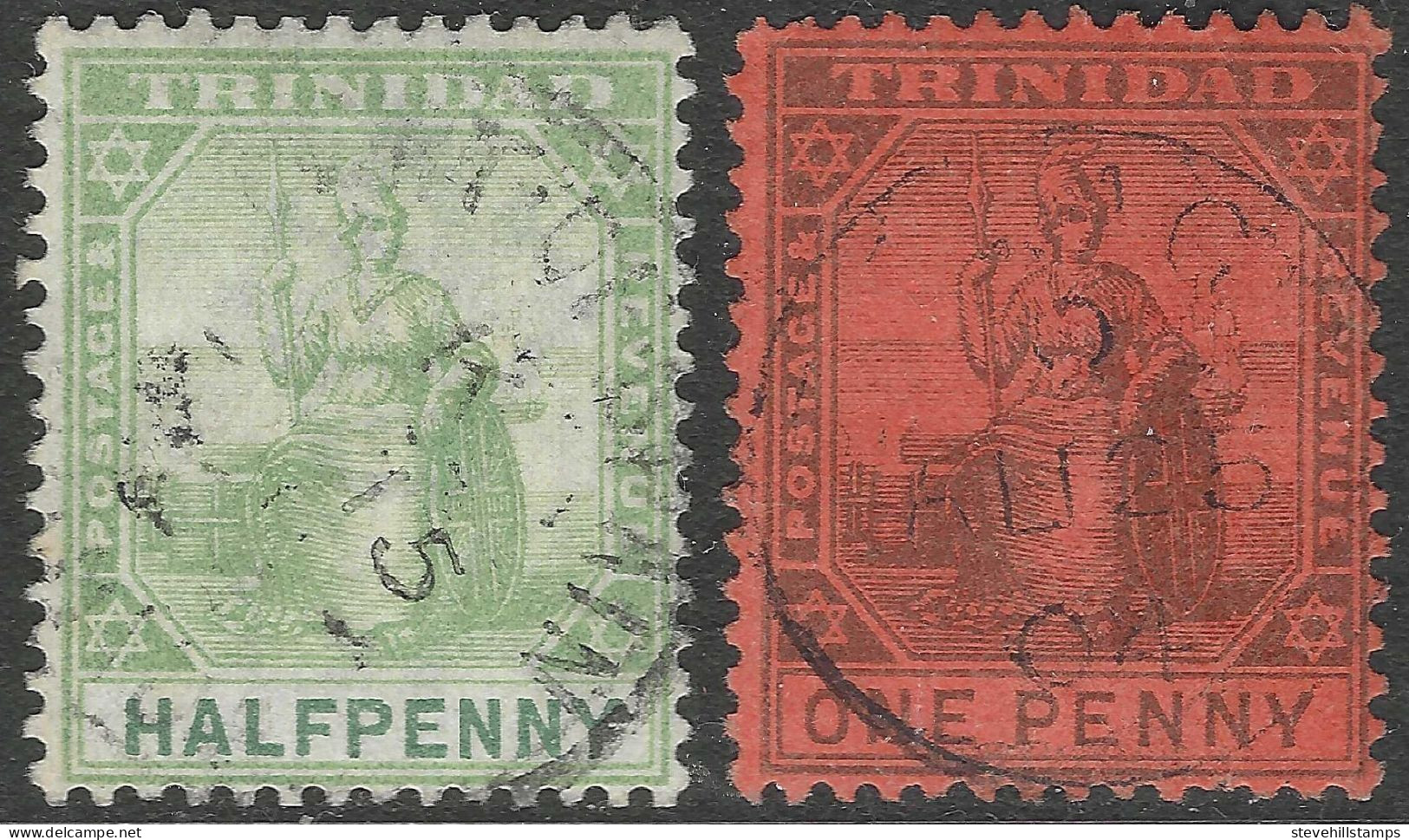 Trinidad. 1901-1906 Britannia. ½d, 1d Used. Watermark Crown CA. SG 127, 128. M4027 - Trinité & Tobago (...-1961)