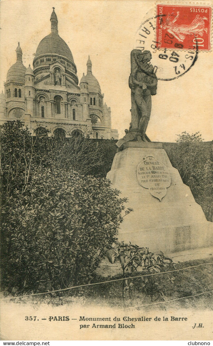 CPA  - PARIS -  MONUMENT DU CHEVALIER DE LA BARRE - Statues