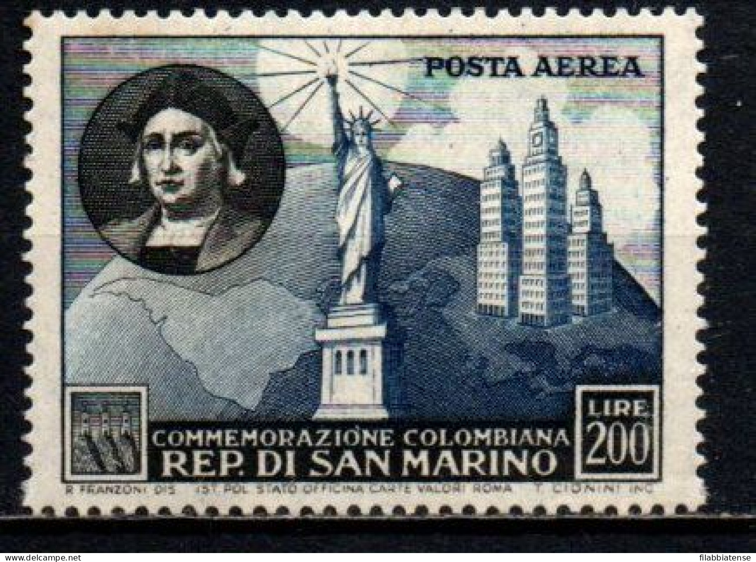 1952 - San Marino PA 101 Cristoforo Colombo   ++++++ - Neufs