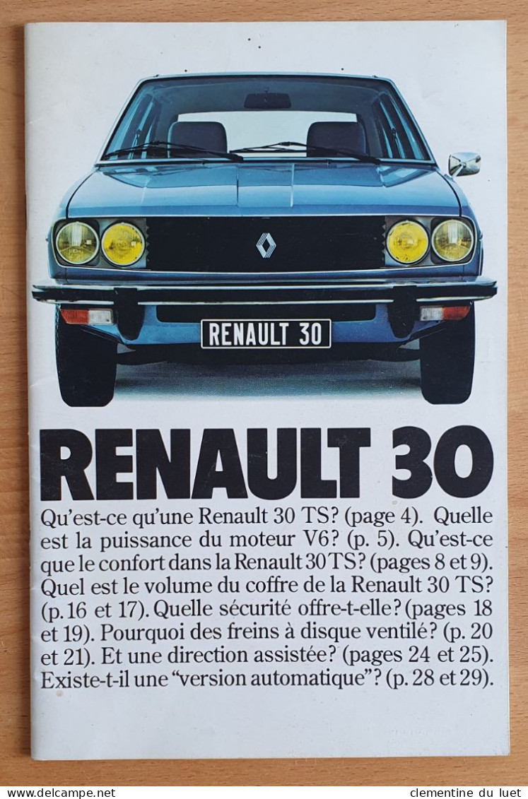 DEPLIANT RENAULT 30 TS 6 CYLINDRES + BROCHURE RENAULT 30 - Voitures