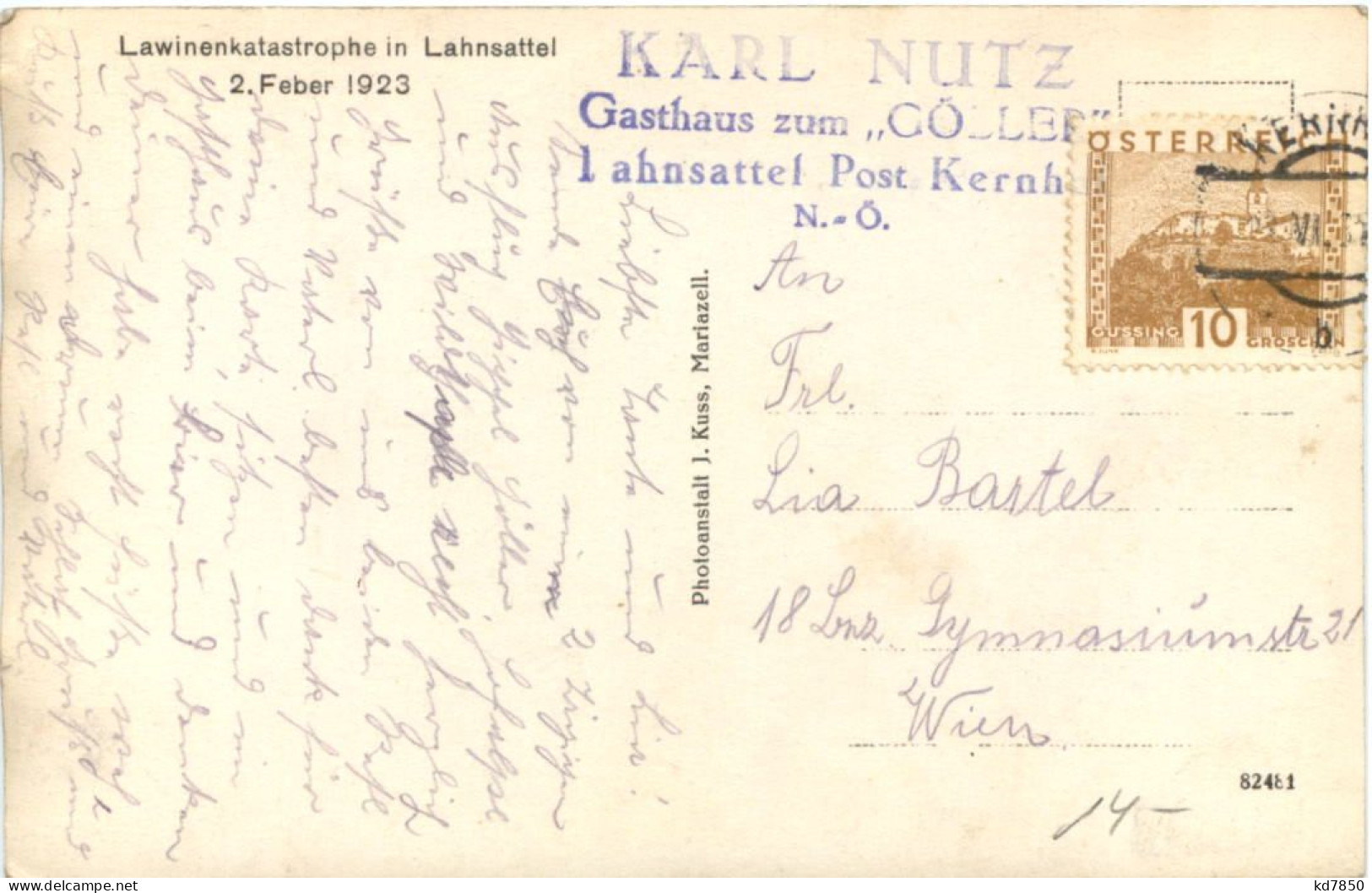 Lawinenkatastrophe In Lahnsattel 1923 - Lilienfeld