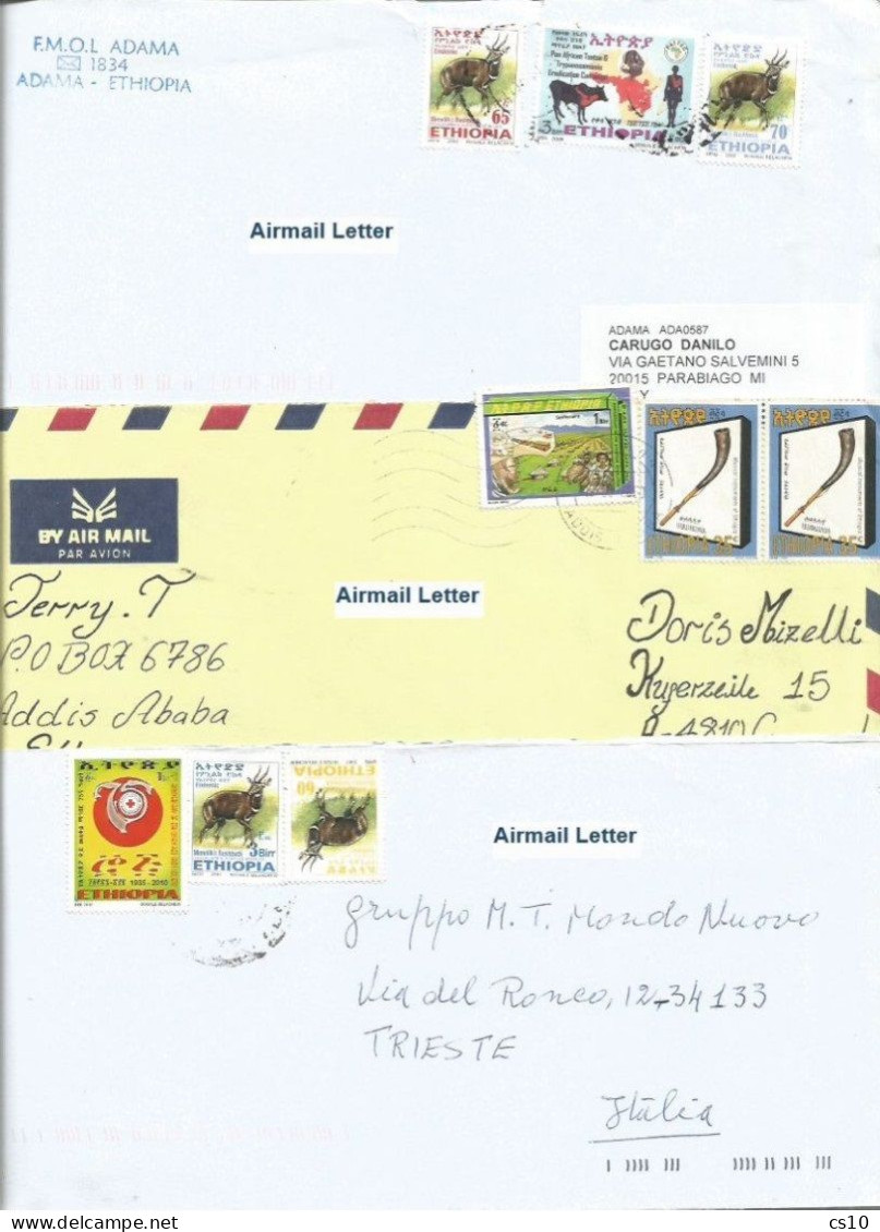 Ethiopia  Airmail Covers Modern Frankings To Italy 1993/2010 With Some Nice Frankings - Ethiopie