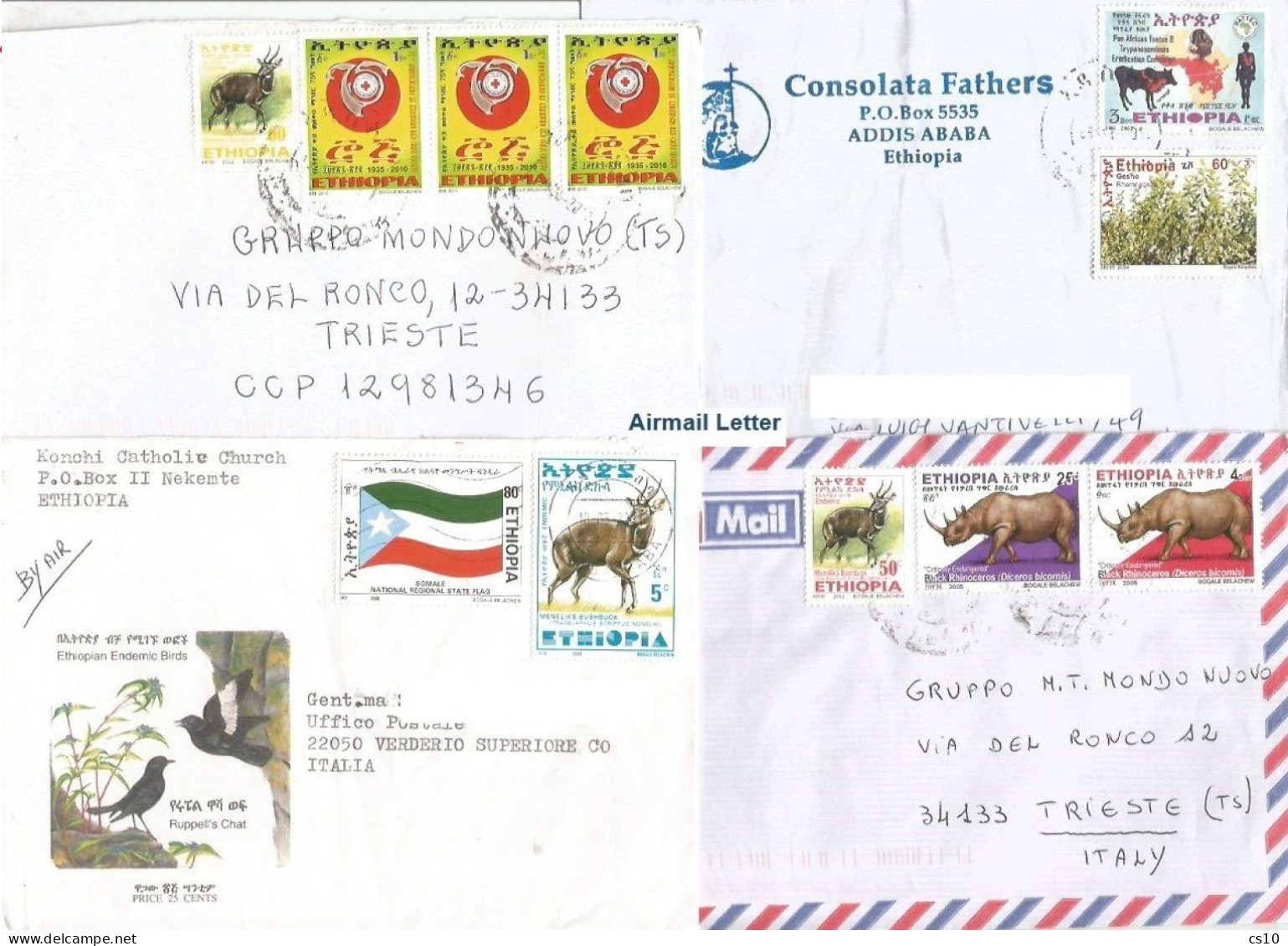 Ethiopia  Airmail Covers Modern Frankings To Italy 1993/2010 With Some Nice Frankings - Ethiopia