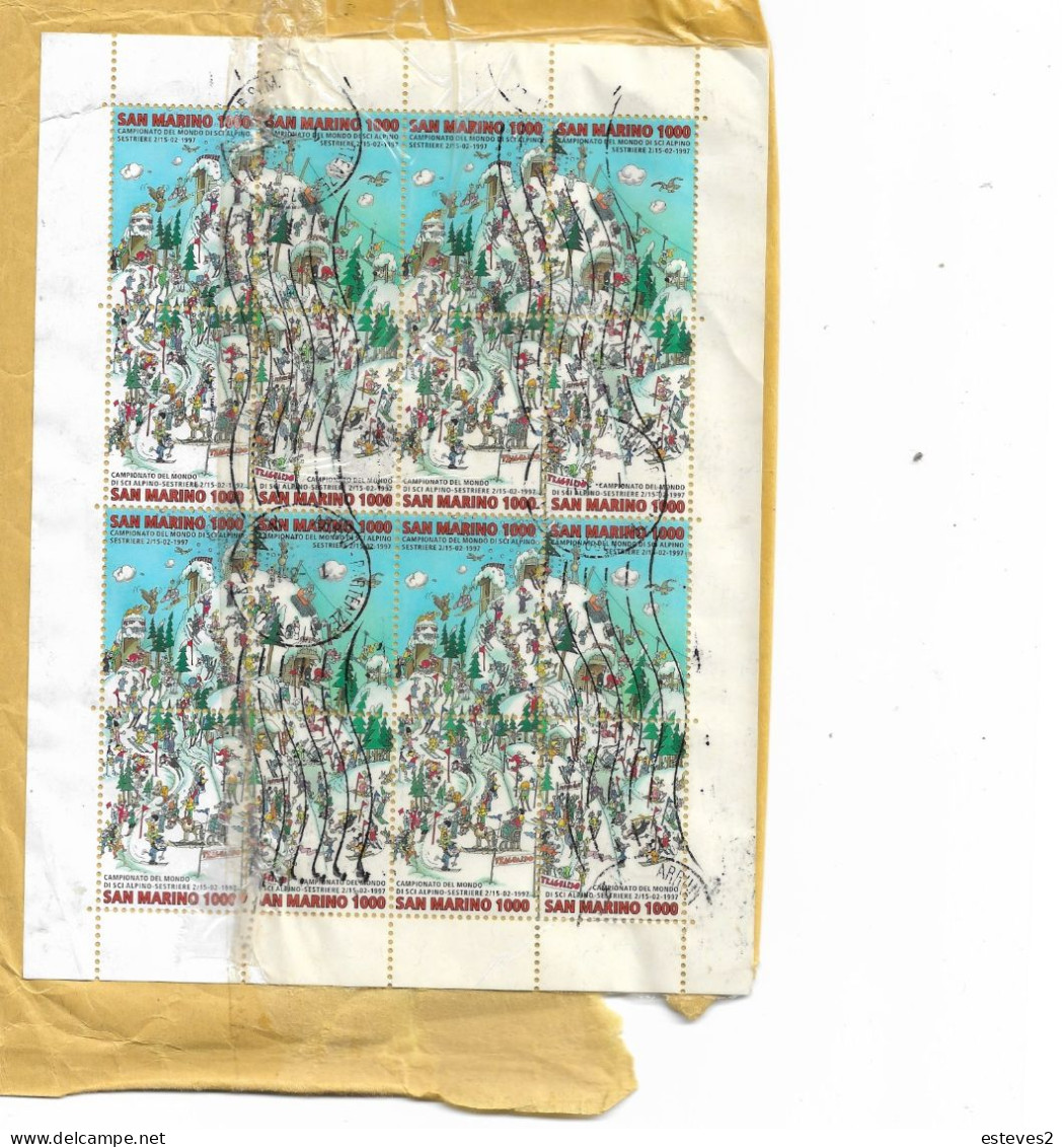 San Marino 1997 , World Ski Championship , Complete Block, Used  (has Plastic Packaging Film Glued On) - Ski