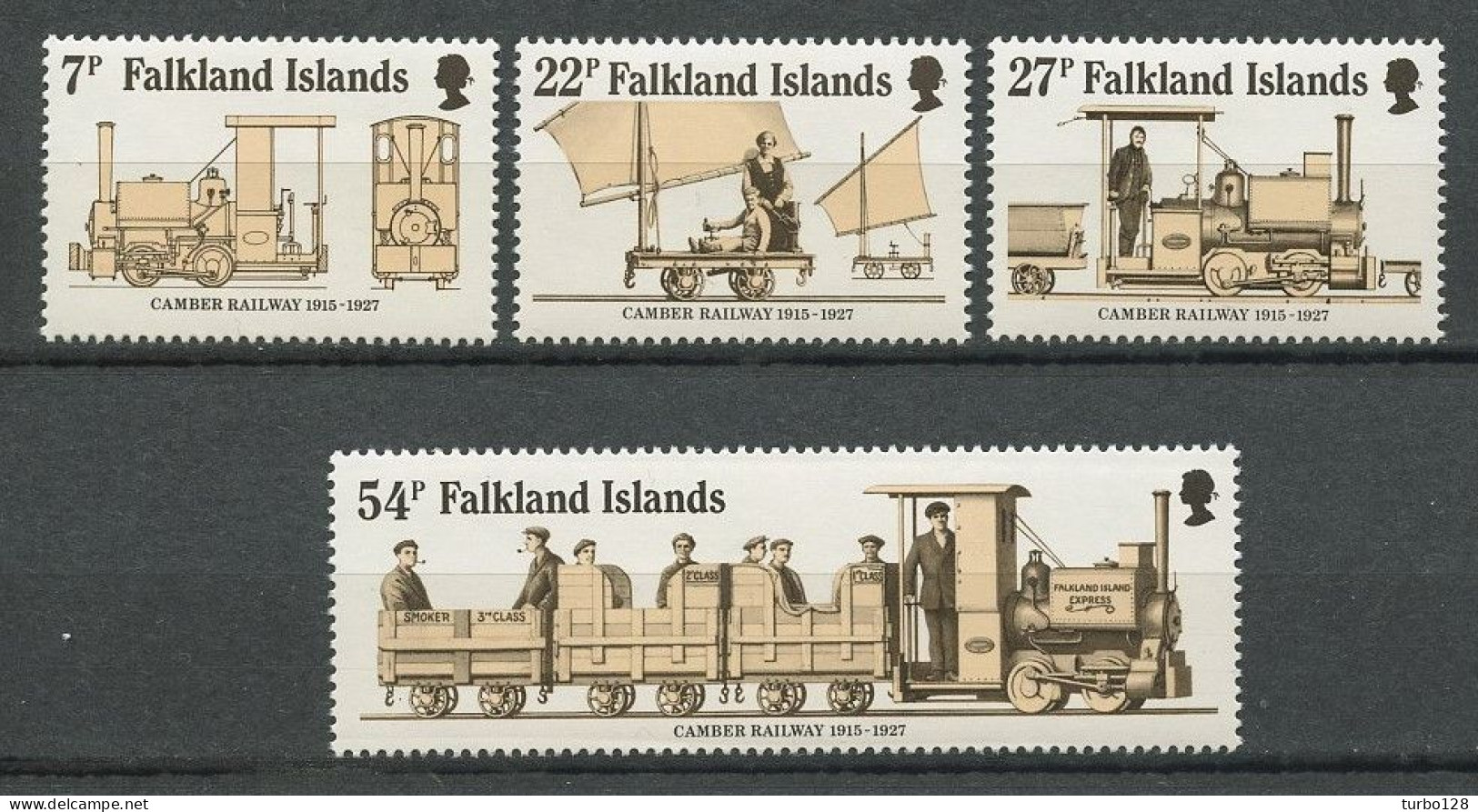 FALKLAND 1985 N° 432/435 ** Neufs MNH Superbes C 6.50 € Transports Ferroviaires Locomotive Wren Draisine à Voile Trains - Islas Malvinas