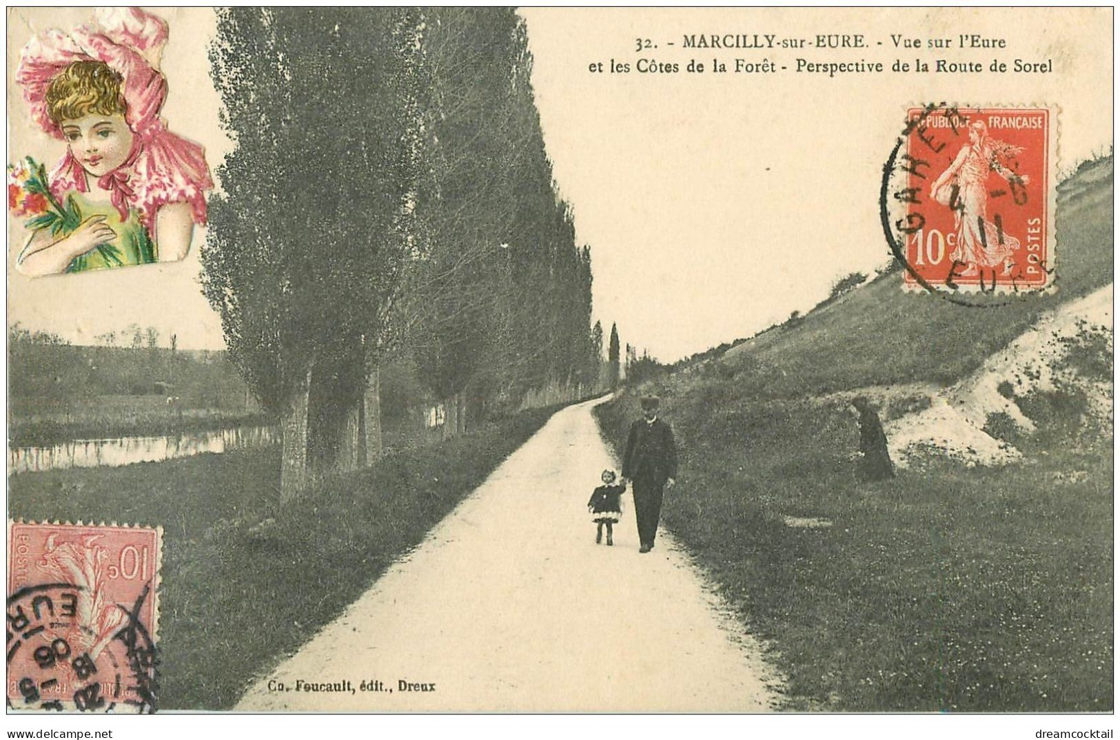 27 MARCILLY-SUR-EURE. Côtes De La Forêt Route De Sorel. Rare 1906 Puis 1911. Fillette En Ajout - Marcilly-sur-Eure