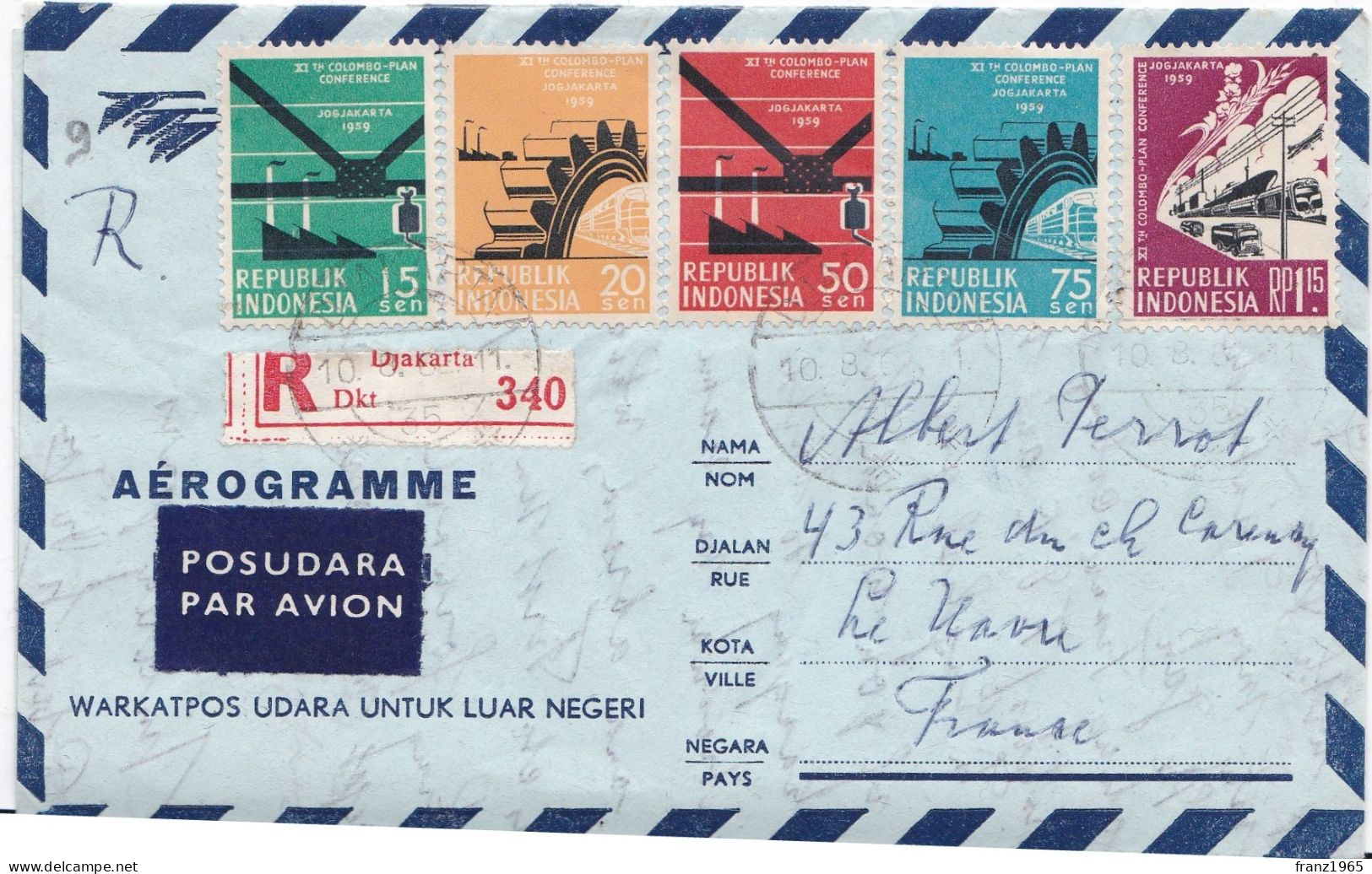 From Indonesia To France - 1962 - Indonesia