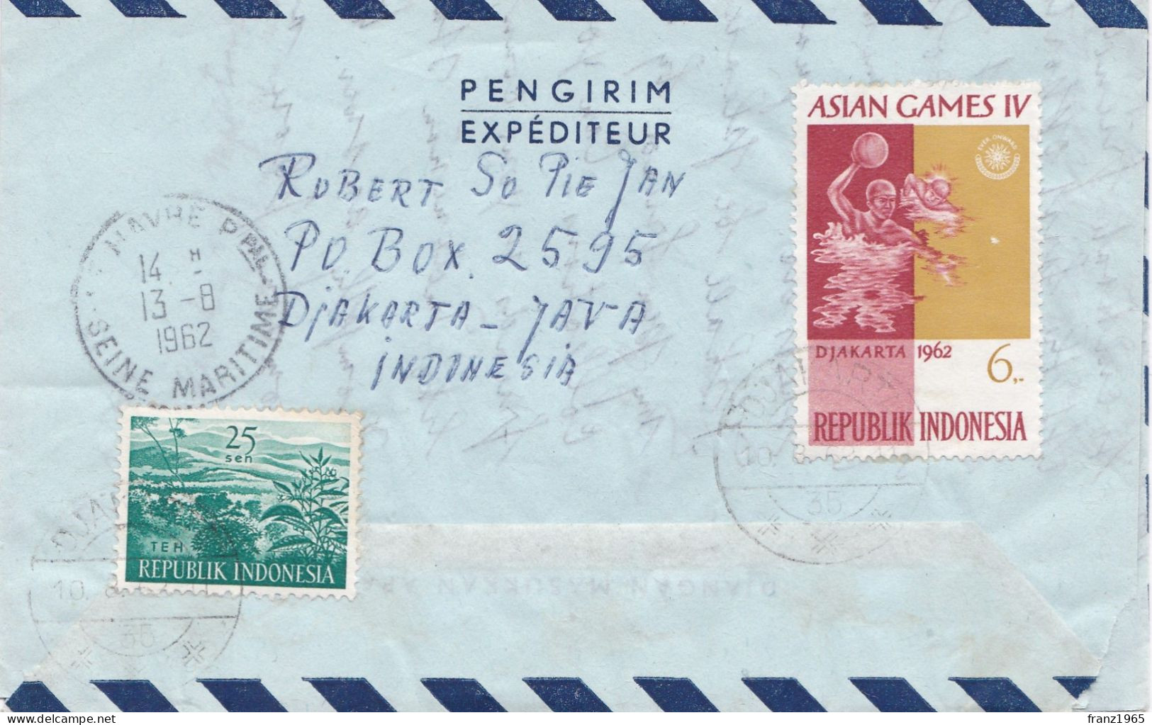 From Indonesia To France - 1962 - Indonesia