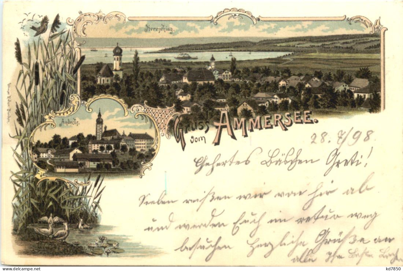 Gruss Aus Hersching Am Ammersee - Litho - Herrsching