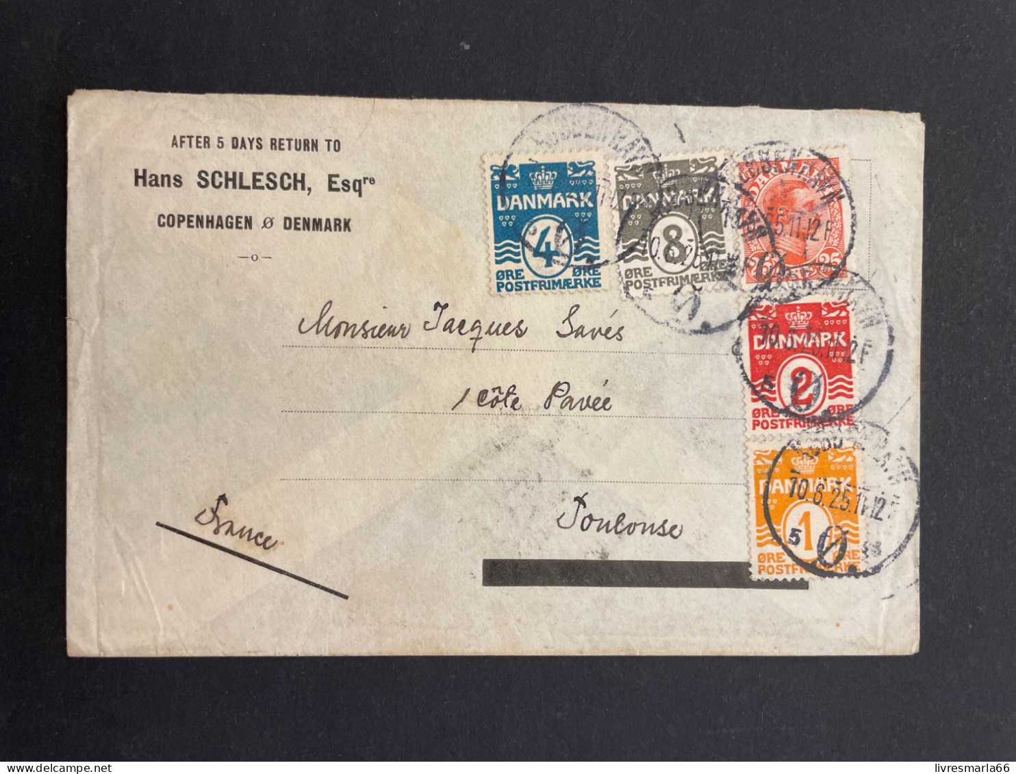 DANEMARK LETTRE COVER 1925 Pour Toulouse FRANCE - Briefe U. Dokumente