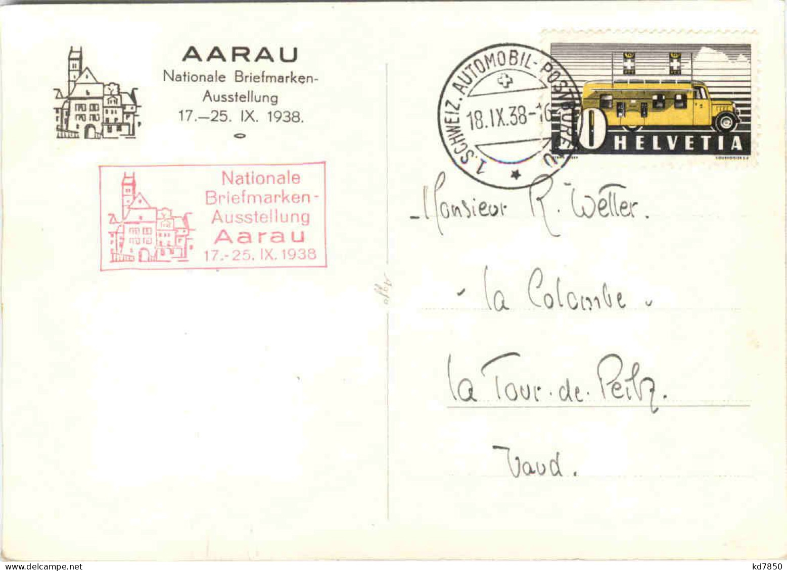 Aarau - Nationale Briefmarken Ausstellung 1938 - Aarau
