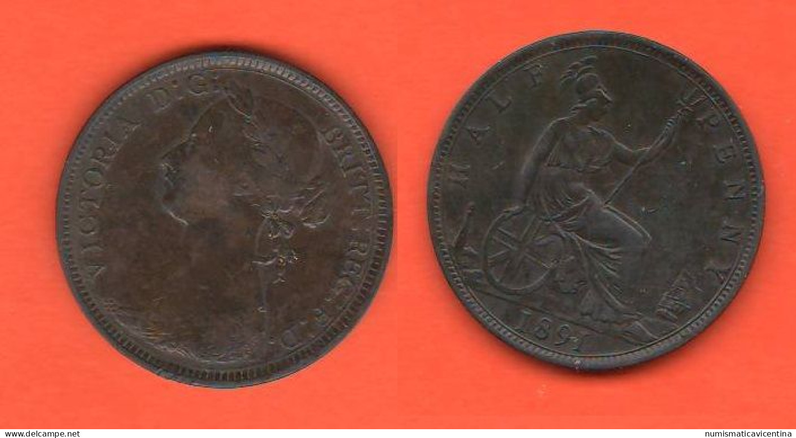 UK Half Penny 1891 England 1/2 Penny 1891 Britain - C. 1/2 Penny