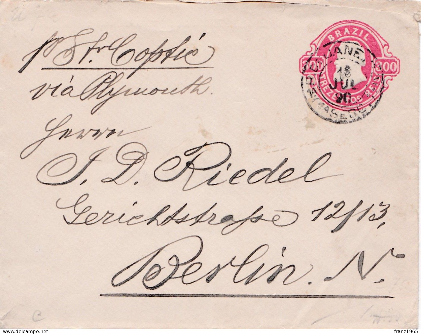 From Bresil To Germany - 1890 - Briefe U. Dokumente