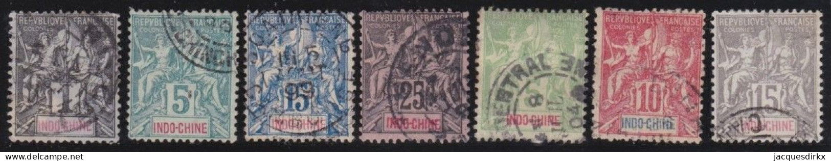 Indo-Chine  .  Y&T   .    7 Timbres   .      O    .    Oblitéré - Oblitérés