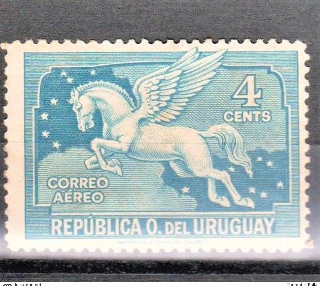1930 URUGUAY New Airmail Yvert A41  Sc C31  4 C. Blue Green  - Horse  Pegaso Pegasus - Uruguay