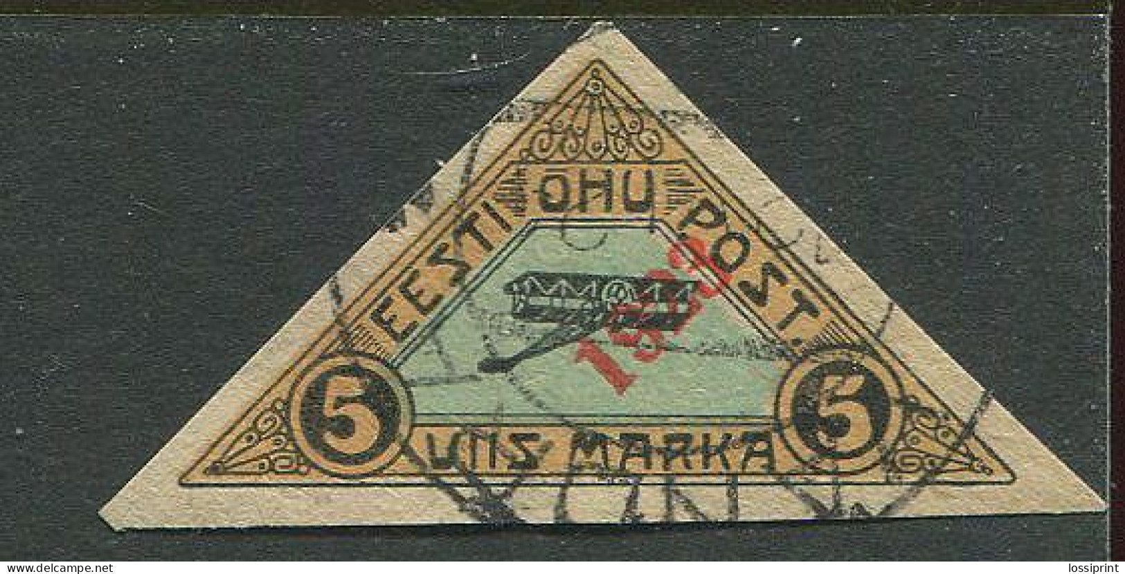 Estonia:Used Overprinted Stamp Airplane, 5 Mark, 1923 - Estonia