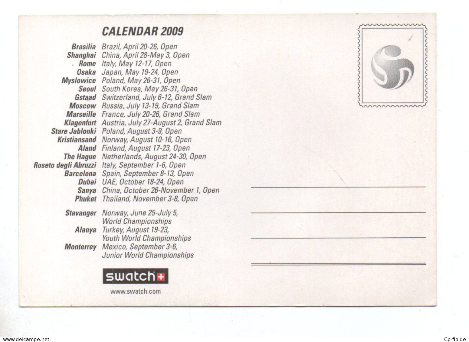 SPORT . BEACH VOLLEYBALL . " SWATCH FIVB WORLD TOUR 2009 " - Réf. N°38825 - - Voleibol