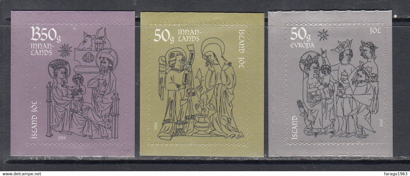 2014 Iceland  Christmas Noel THERMOGRAPHY Complete Set Of 3 MNH @ BELOW FACE VALUE - Ungebraucht