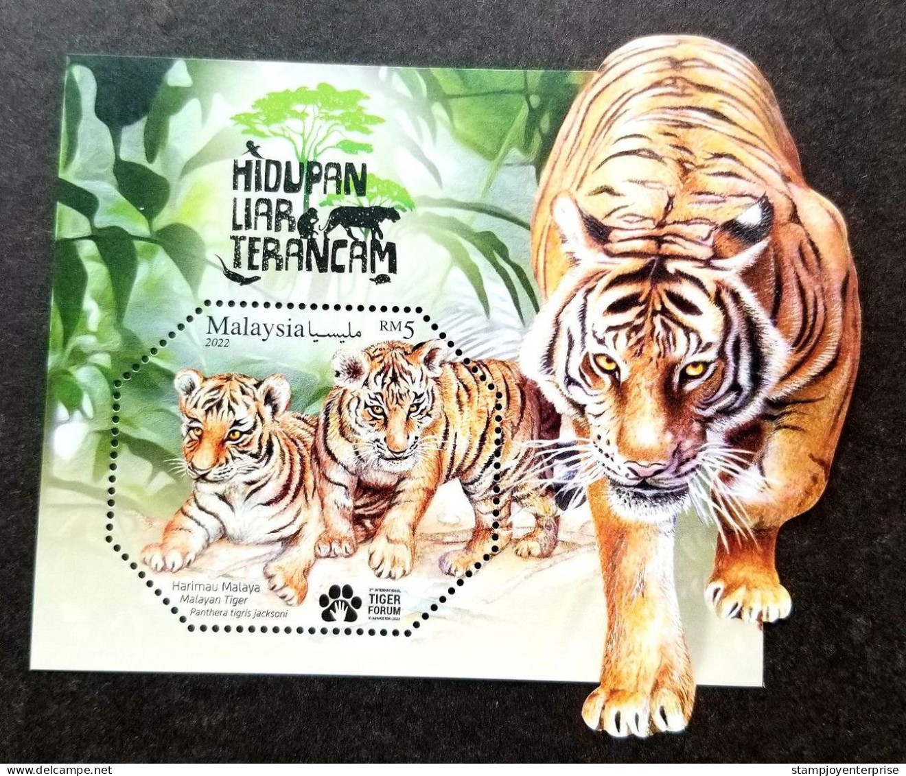 Malaysia 2nd International Tiger Forum 2022 Endangered Wildlife Year Lunar Tigers (ms MNH *O/P *odd Shape *unusual - Malasia (1964-...)