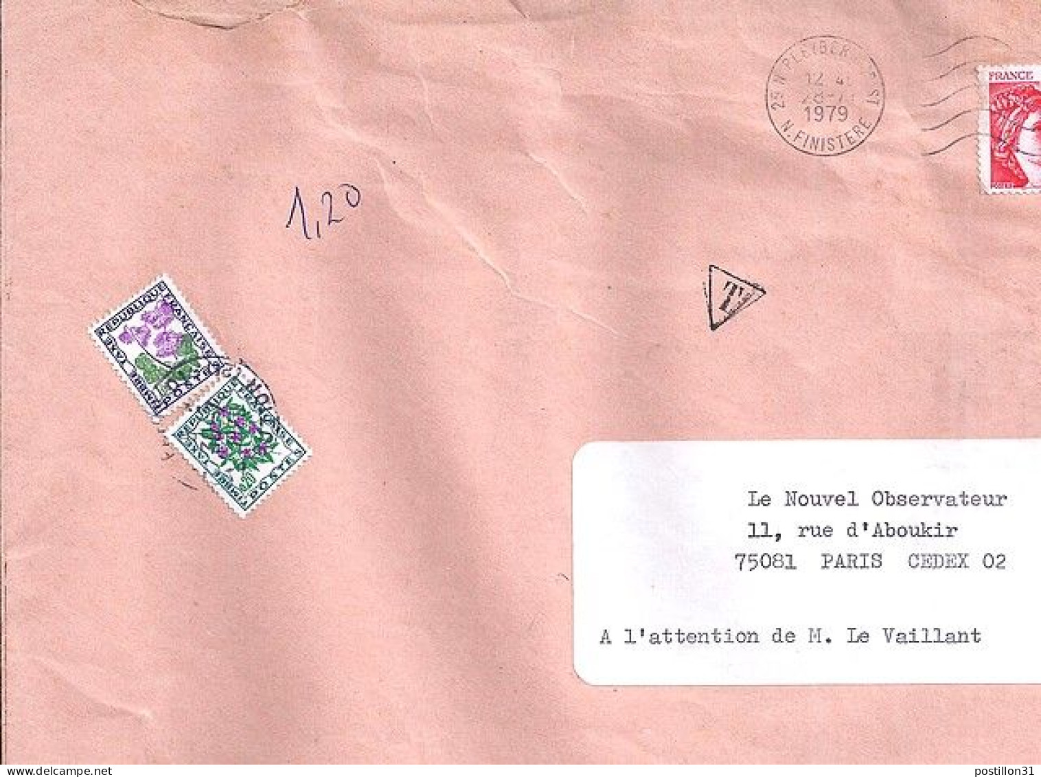 TAXE N° 102/98 S/L. DE PLEYBER + TAXEE A PARIS/30.7.79 - 1960-.... Storia Postale