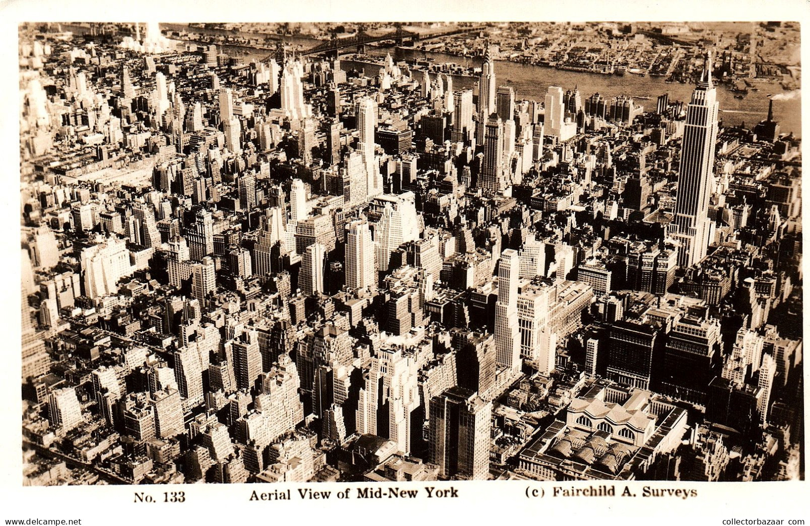 New York Manhatan Aerial View Fairchild A Surveys Real Photo Ca 1930 - Tarjetas Panorámicas