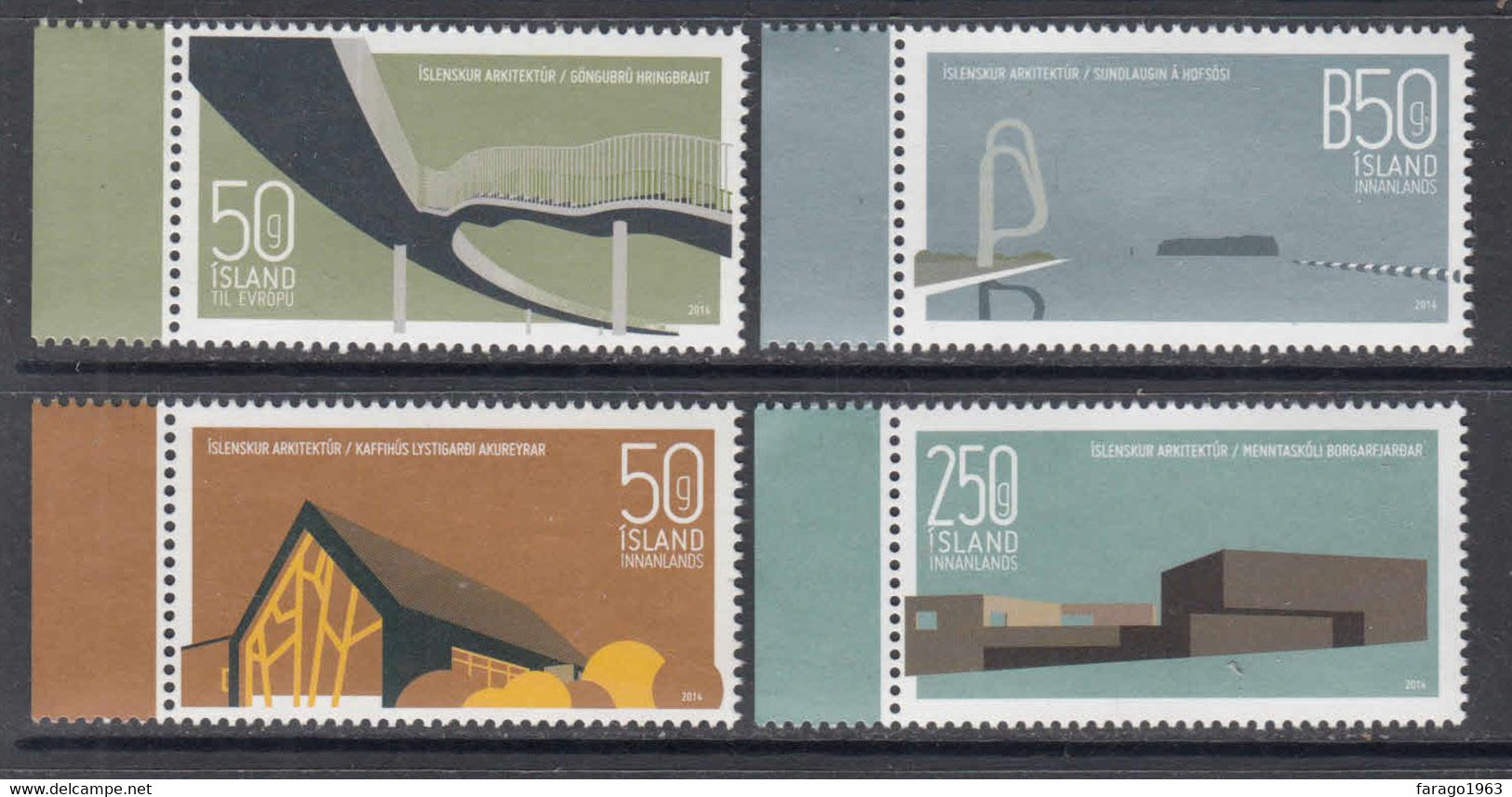 2014 Iceland  Landmarks Architecture Complete Set Of 4 MNH @ BELOW FACE VALUE - Ongebruikt