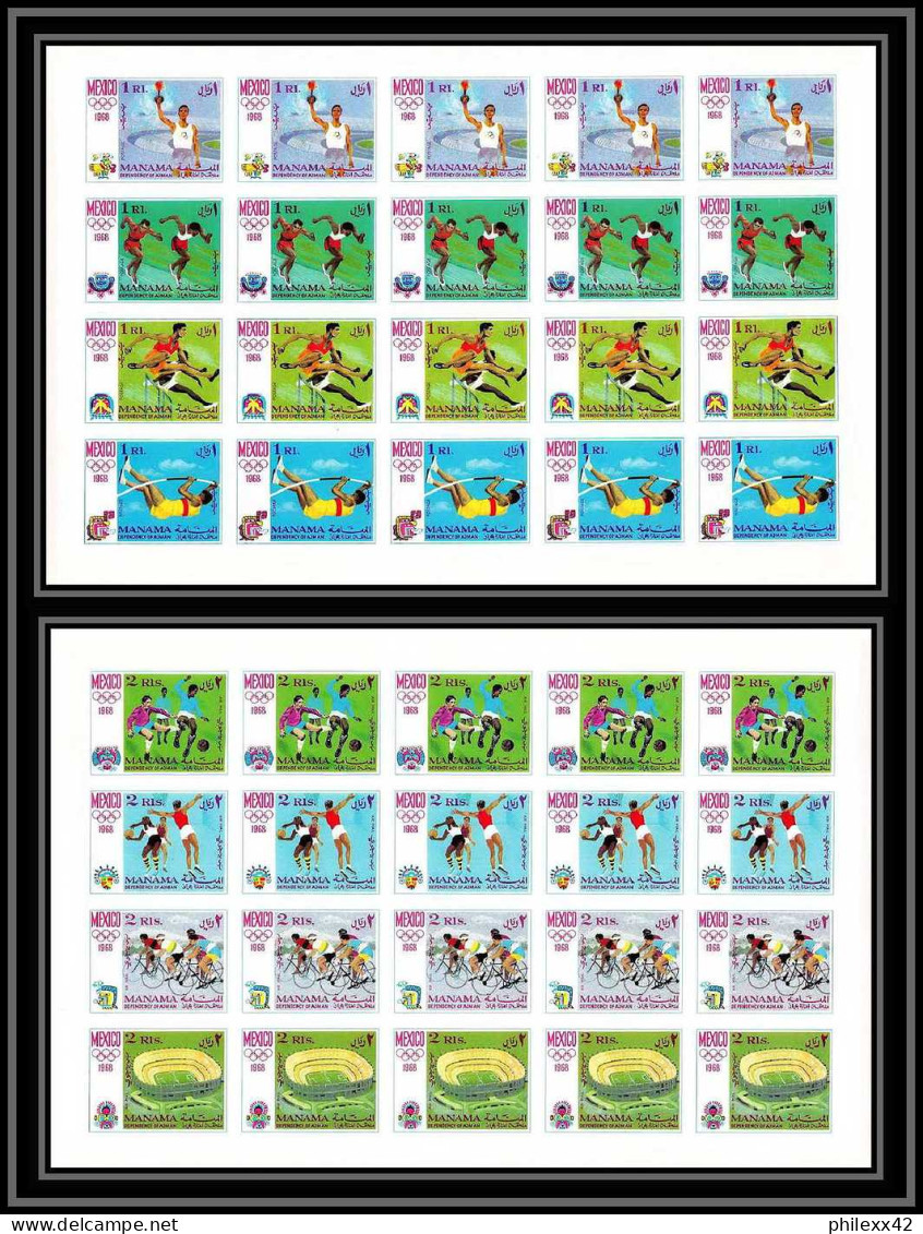 108 - Manama - MNH ** Mi N° 77 / 84 B Non Dentelé (Imperf) Jeux Olympiques Olympic Games Mexico 68 Feuilles Sheets - Summer 1968: Mexico City