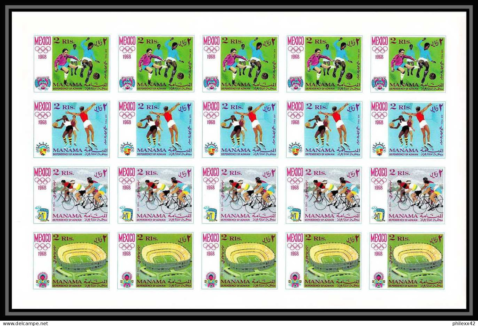 108 - Manama - MNH ** Mi N° 77 / 84 B Non Dentelé (Imperf) Jeux Olympiques Olympic Games Mexico 68 Feuilles Sheets - Ete 1968: Mexico