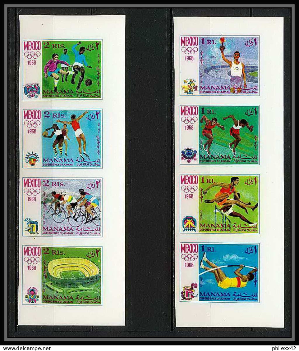 108d - Manama - MNH ** Mi N° 77 / 84 B Non Dentelé (Imperf) Jeux Olympiques Olympic Games Mexico 68 Basket Cycling - Sommer 1968: Mexico