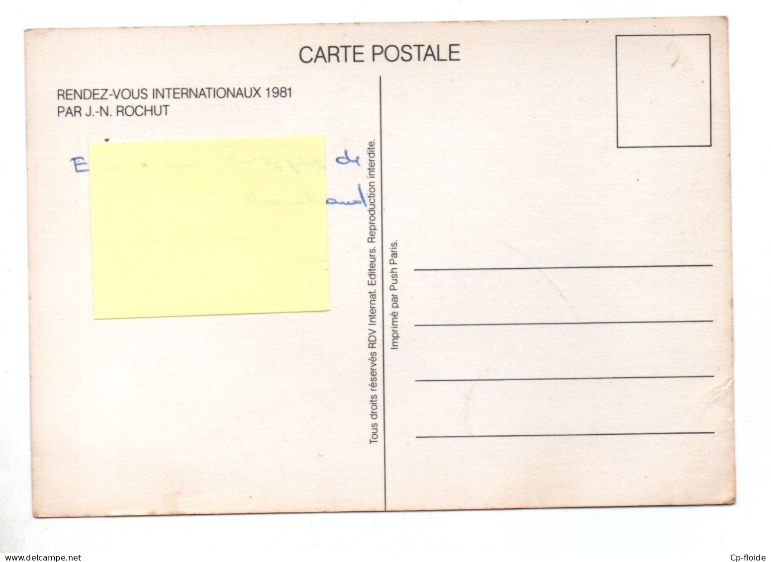 BOURSE DE COLLECTIONNEURS . PARIS-HILTON . " RENDEZ-VOUS INTERNATIONAUX1981 " . AFFICHE PAR J.N. ROCHUT - Réf. N°38826 - - Borse E Saloni Del Collezionismo