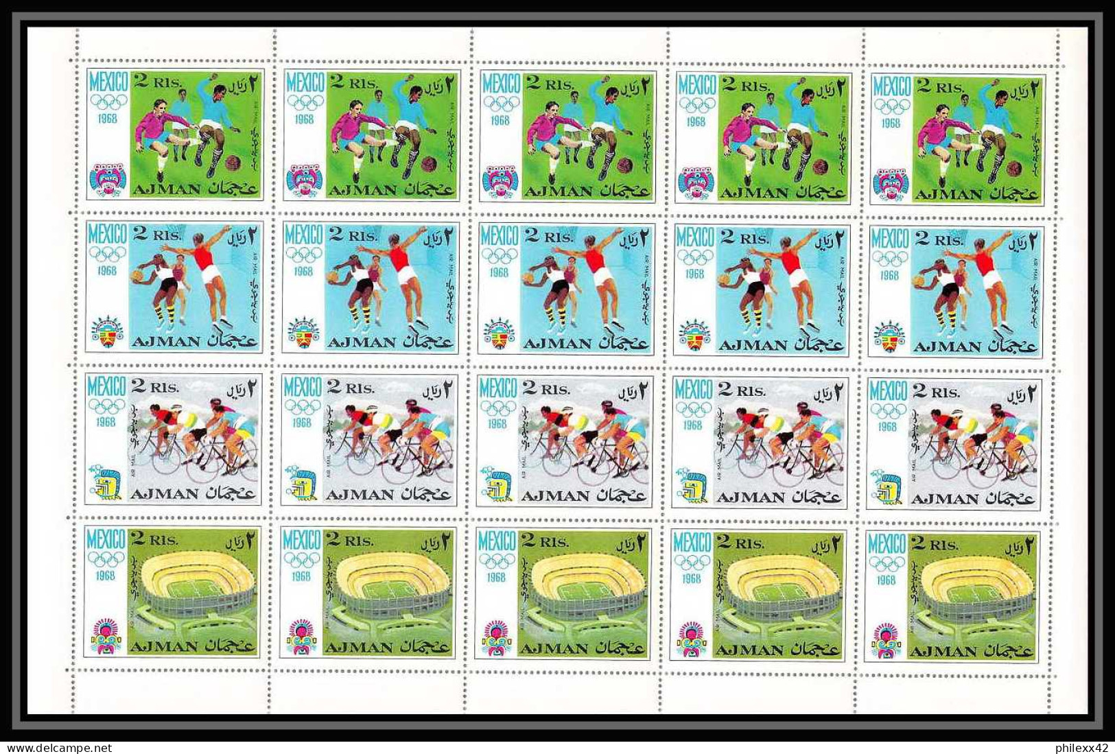 111 - Ajman - MNH ** Mi N° 247 / 254 A Jeux Olympiques (olympic Games) Mexico 68 Feuilles (sheets) - Adschman