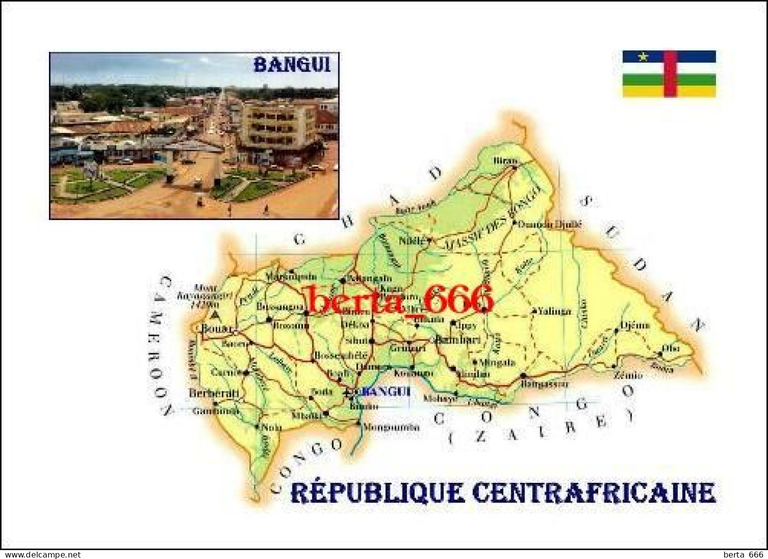 Central African Republic Country Map New Postcard * Carte Geographique * Landkarte - Central African Republic