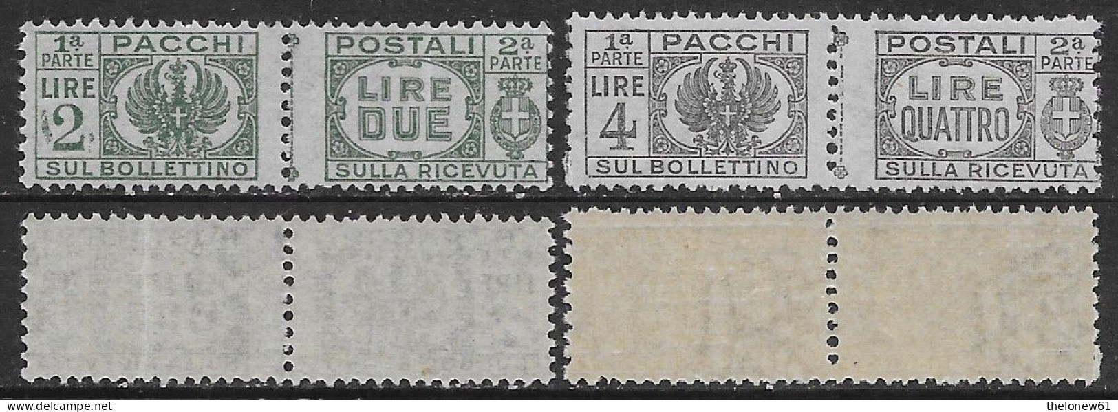 Italia Italy 1945 Luogotenenza Pacchi Postali Senza Fasci 2val Sa N.61,63 Nuovi Integri MNH ** - Pacchi Postali