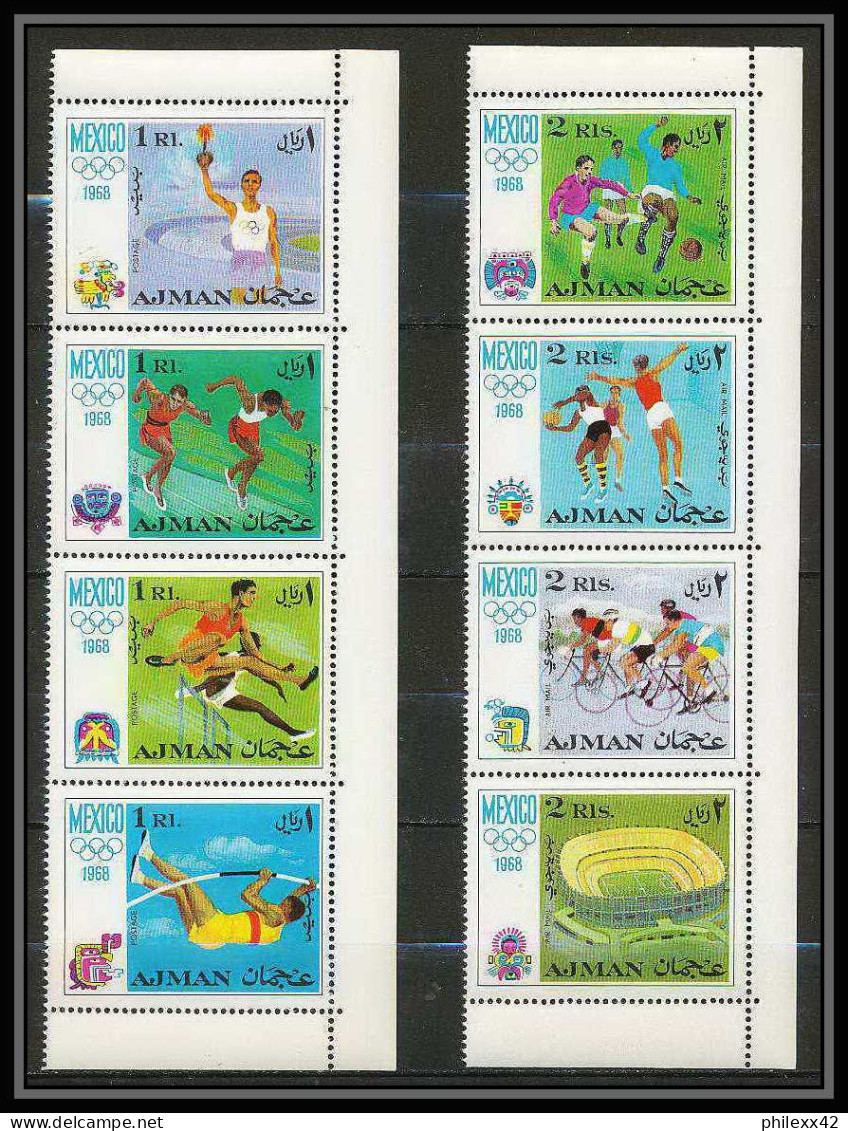 111a - Ajman - MNH ** Mi N° 247 / 254 A Jeux Olympiques (olympic Games) Mexico 68 Football (Soccer) Cycling Basketball - Adschman