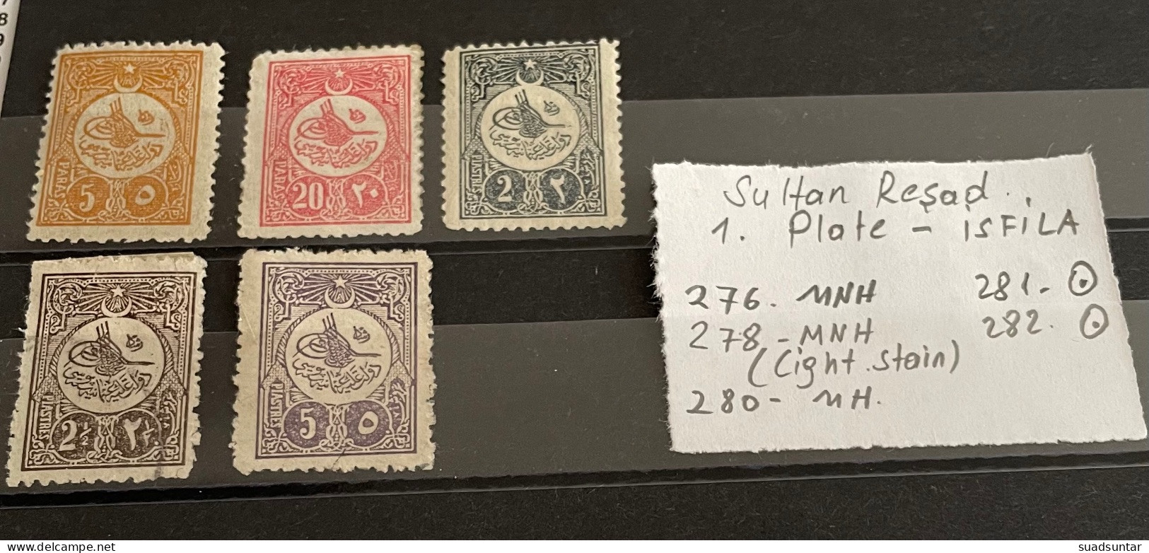 1909  Sultan Resad Stamps 1.plale Isfila 276,278,280,281,282 - Ungebraucht