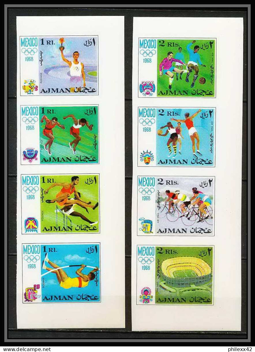 112 - Ajman - MNH ** N° 247 / 254 B Jeux Olympiques (olympic Games) Mexico 68 Football (Soccer) Non Dentelé (Imperf) - Ajman