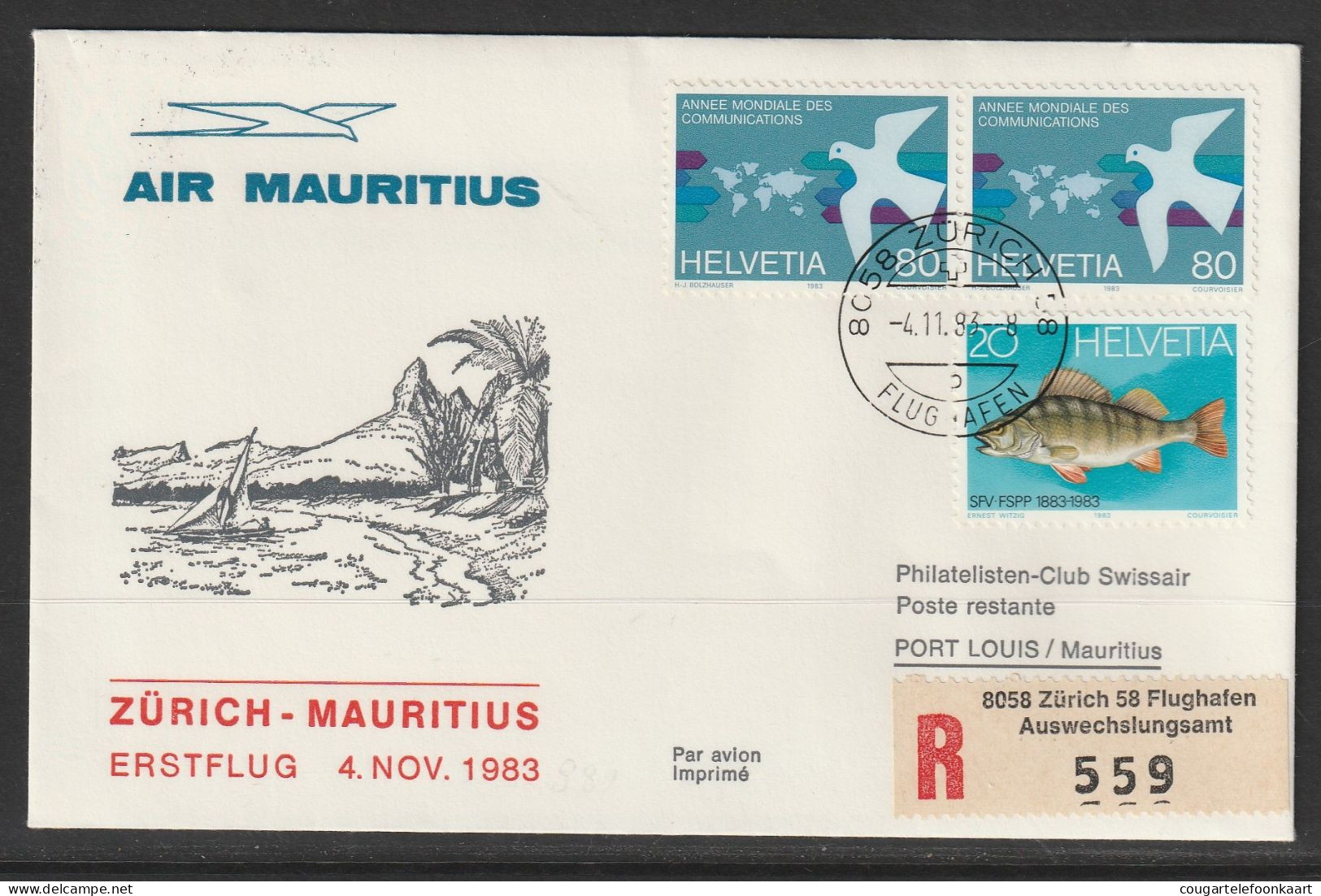 1983, Air Mauritius, Erstflug, Zürich - Mauritius - First Flight Covers