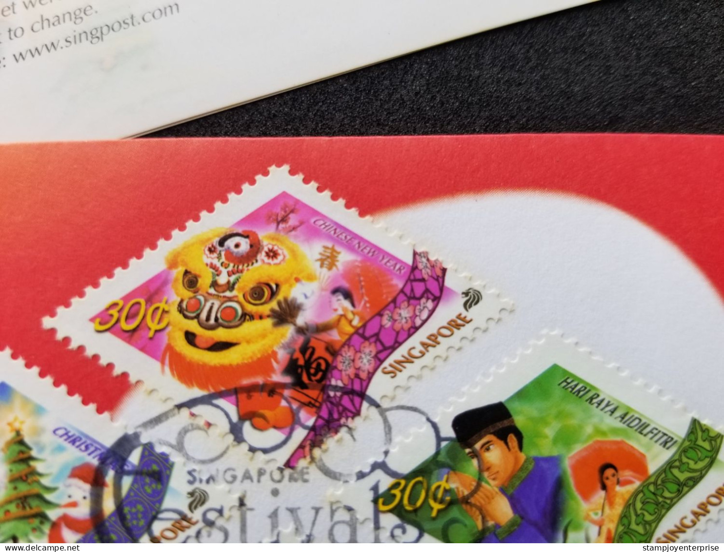 Singapore Festivals 2000 Chinese New Year Christmas Diwali Festival (FDC) *odd Shape *see Scan - Singapore (1959-...)