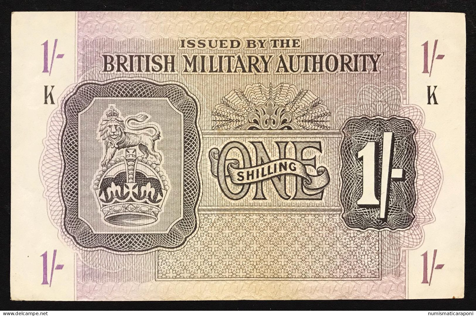 BMA 1 Shillings BRITISH MILITARY AUTHORITY 1943 Rara Bel Biglietto Naturale Spl/sup LOTTO 2569 - Occupazione Alleata Seconda Guerra Mondiale