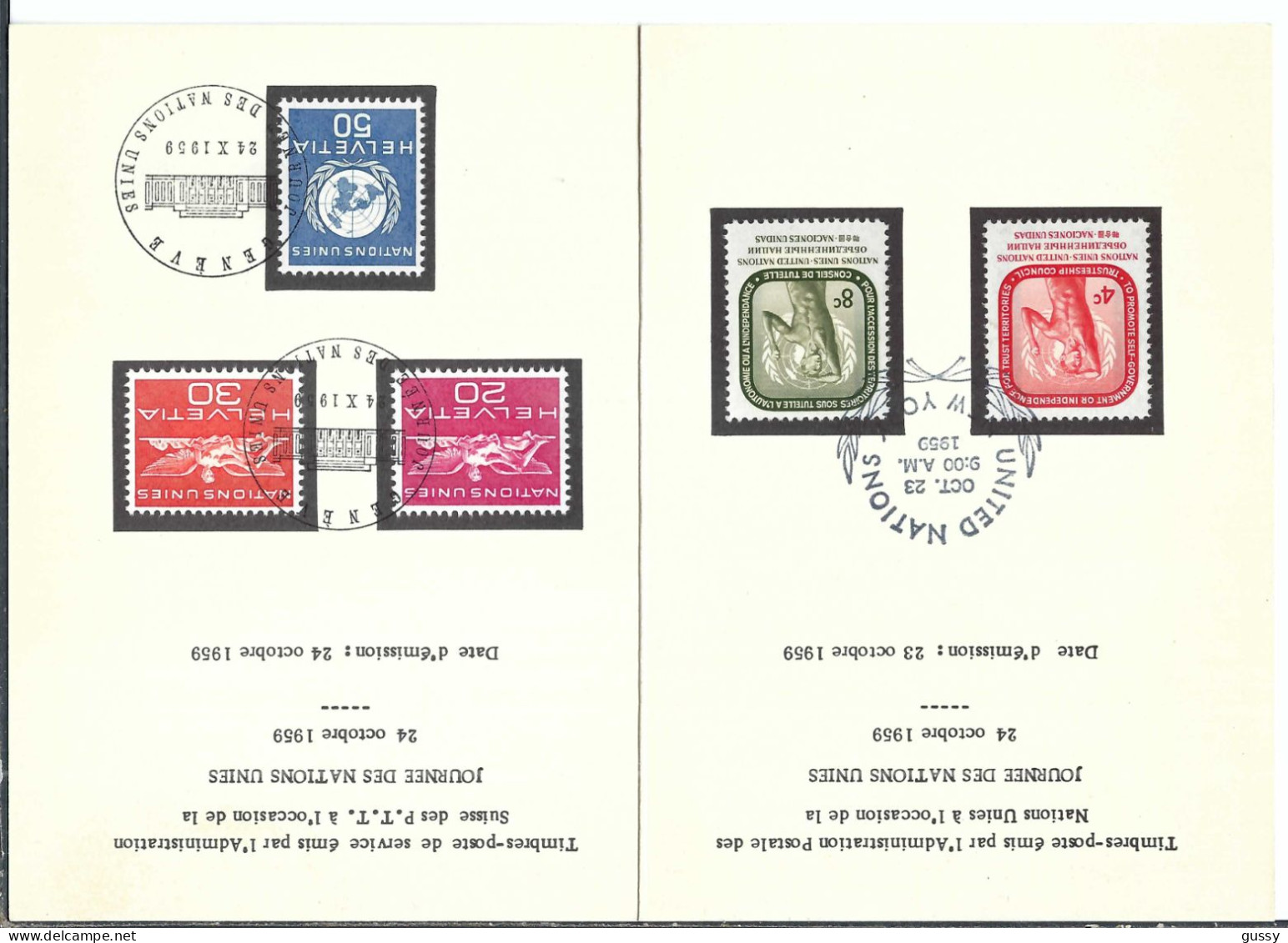 SUISSE Service Nations Unies 1959: Encart De Genève - Cartas & Documentos