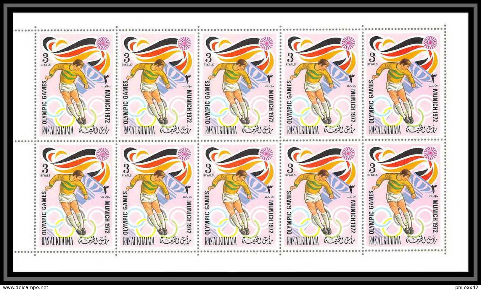 191d Ras Al Khaima MNH ** Mi N° 649 / 654 A Jeux Olympiques (olympic Games) MUNICH 72 Football Feuilles (sheets) - Ras Al-Khaima