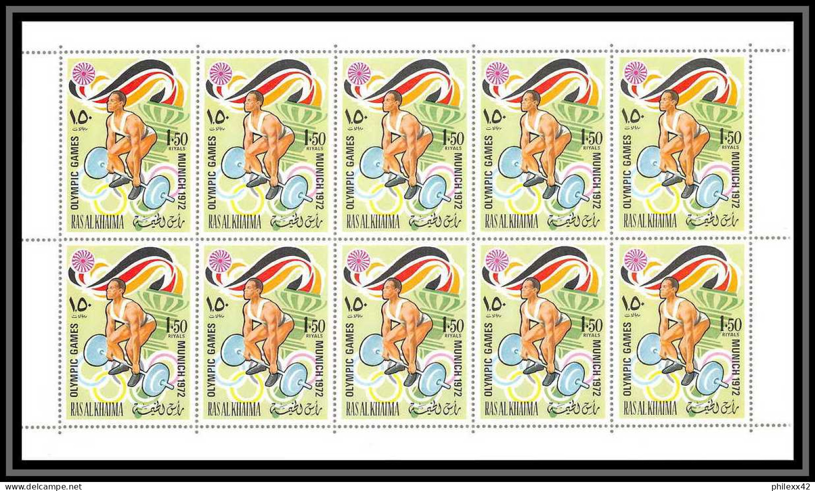 191d Ras Al Khaima MNH ** Mi N° 649 / 654 A jeux olympiques (olympic games) MUNICH 72 Football feuilles (sheets)