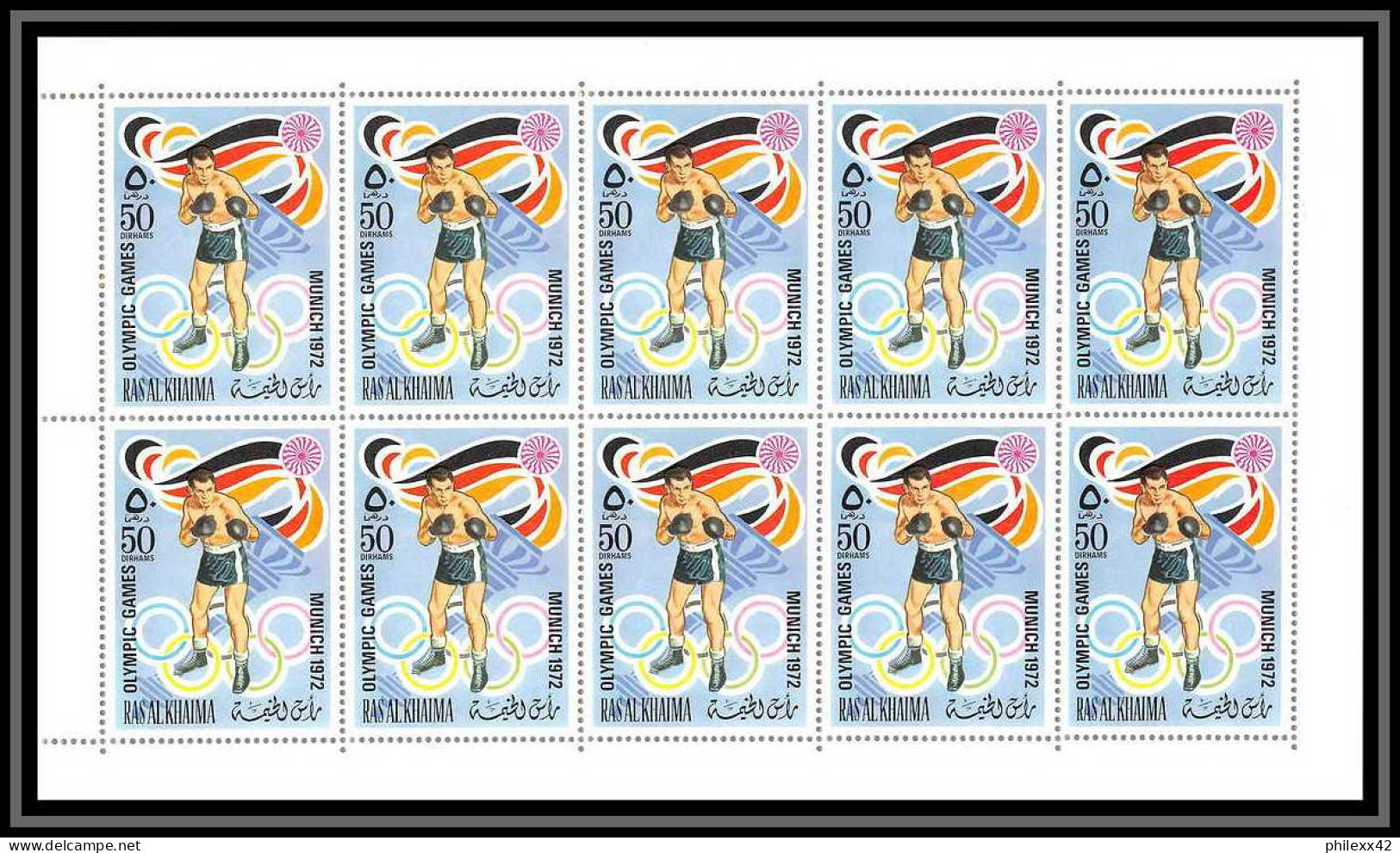 191d Ras Al Khaima MNH ** Mi N° 649 / 654 A jeux olympiques (olympic games) MUNICH 72 Football feuilles (sheets)