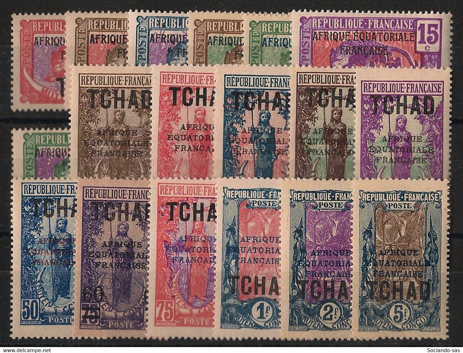 TCHAD - 1924 - N°YT. 19 à 36 - Série Complète - Neuf Luxe ** / MNH / Postfrisch - Unused Stamps