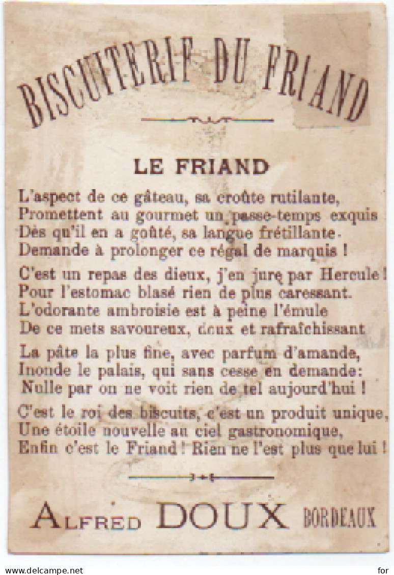 Chromos & Images : Biscuiterie Du Friand : " Le Friand " - Alfred Doux - Bordeaux : Fillette - Ombrelle - Oiseaux - Sonstige & Ohne Zuordnung