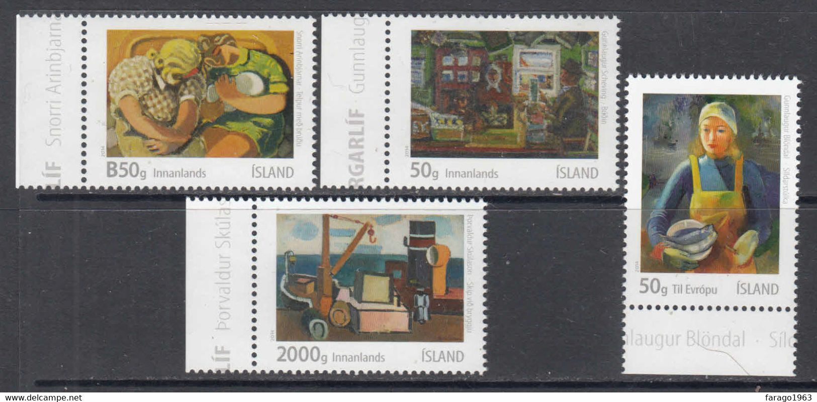 2014 Iceland Art Paintings Complete Set Of 4 MNH @ BELOW FACE VALUE - Unused Stamps