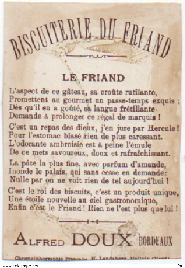 Chromos & Images : Biscuiterie Du Friand : " Le Friand " - Alfred Doux - Bordeaux : Fillette - Garçon - Oiseaux - Sonstige & Ohne Zuordnung