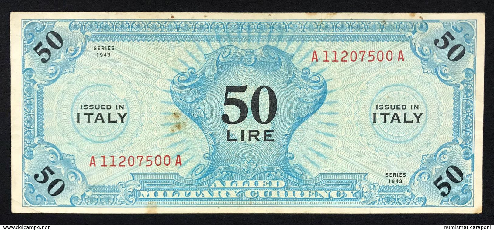 50 AM LIRE 1943 SERIE Italiana B.E.P. BB+ Macchioline LOTTO 4412 - Occupazione Alleata Seconda Guerra Mondiale